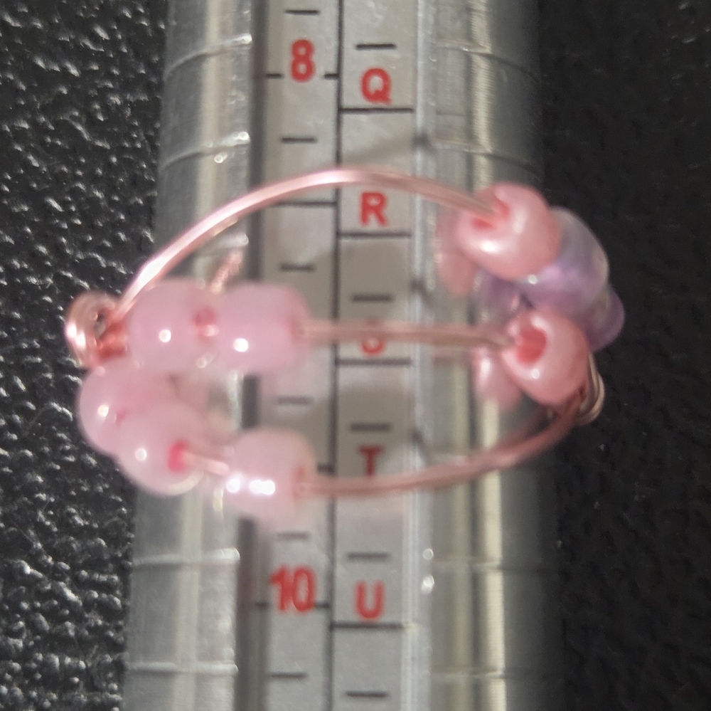 Hand Crafted Pink Beaded Stackable Fidget Ring - image 6